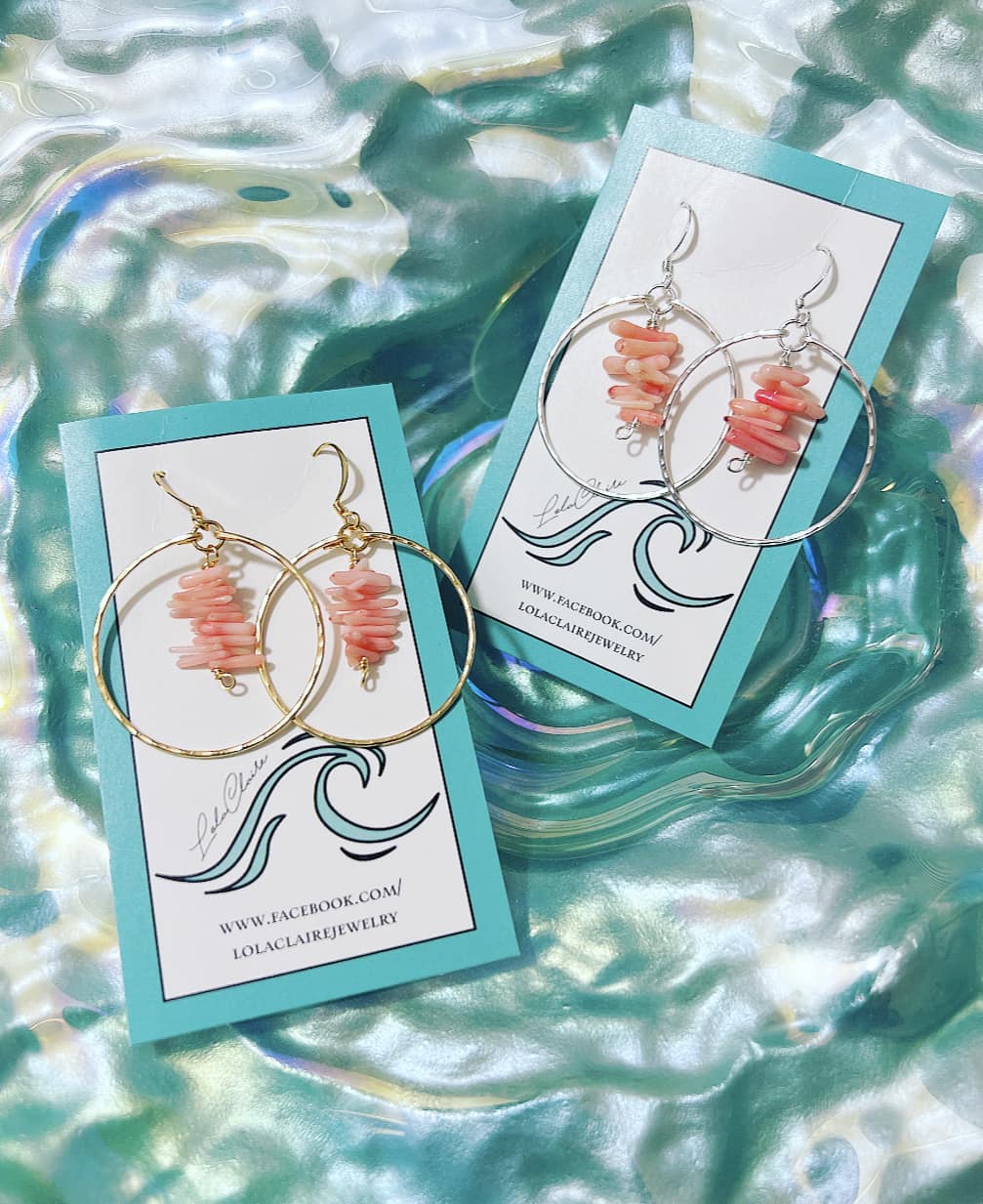 Coral Chip Hoop Earrings