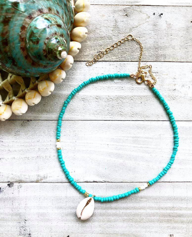 Cowrie Shell Beaded Choker